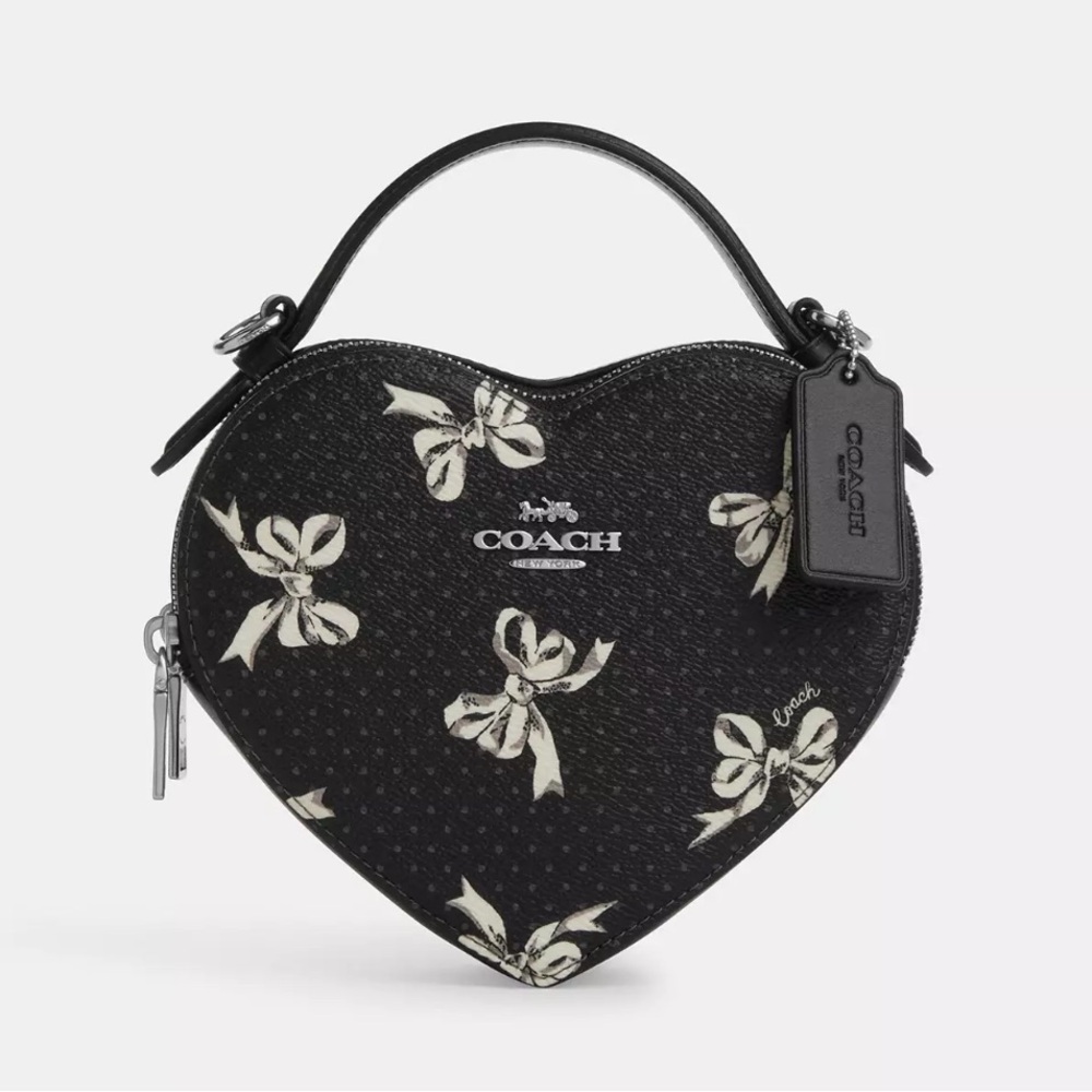 NWT Heart Crossbody Bag With Bow Print
